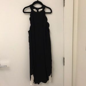 ALC black silk dress with scalloped edges